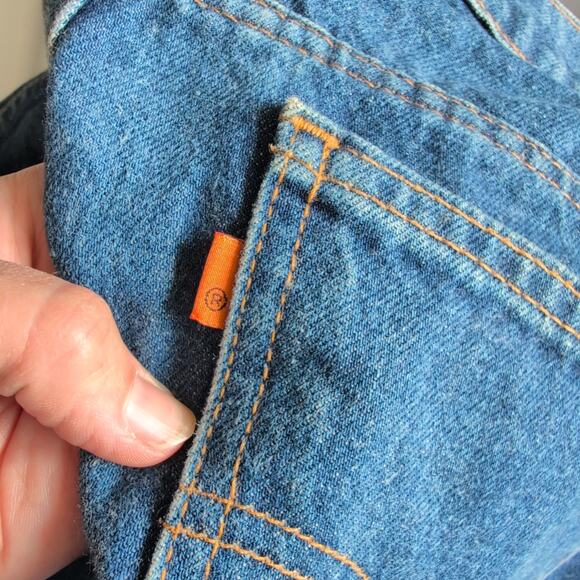 Vintage 90s Levi's Denim Jeans Orange Label Made in USA 100% Cotton 34x34, 32" - Picture 2 of 8